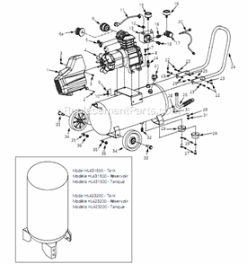 Page A Diagram and Parts List for HL431500 2007 Campbell Hausfeld Compressor
